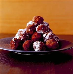 Chocolate espresso balls in a pyramid