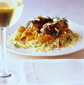 Veal roulades with chocolate sauce on couscous