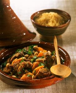 Lamb tajine with apricots and almonds (N. Africa)