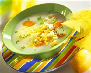 Zurek (Sour flour soup with carrots and egg, Poland)