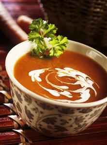 Spicy carrot soup with coconut milk