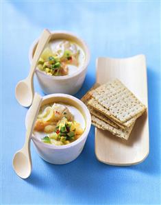 Two dishes of fish soup