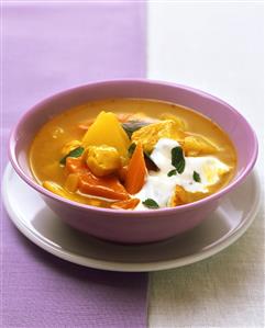 Curried potato soup with chicken