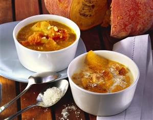 Caribbean pumpkin soup & pumpkin & coconut soup with oranges