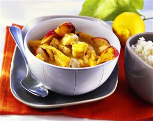 Fish and apple curry with pumpkin