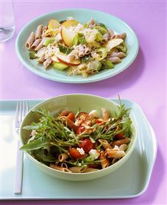 Two different pasta salads