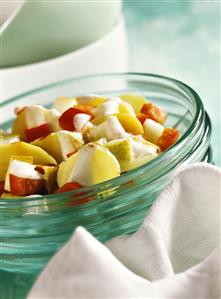 Potato and pear salad with diced peppers