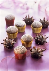 Small chocolate hedgehogs and Christmas muffins