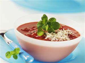 Tomato soup with Parmesan and fresh herbs