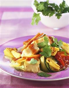 Fish with pineapple and vegetables