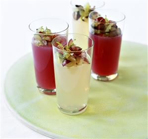 White and red grape and lime jelly in glasses