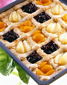 Fruit tart with pastry lattice