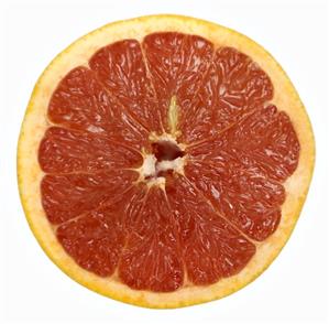 A slice of red grapefruit