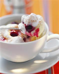 Chilled cappuccino with cherries and cardamom