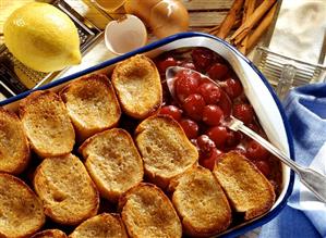 Cherry bread pudding