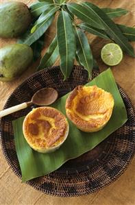 Two small mango souffles