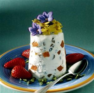 Russian Easter quark dessert (Pasha) with flowers (1)