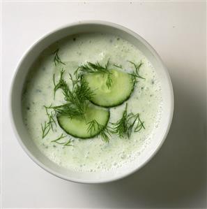 Cold cucumber soup with dill