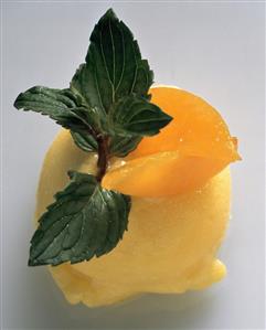 A Scoop of Apricot Sorbet with Apricot Slices