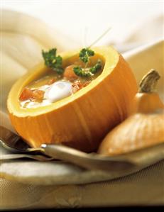 Curry Pumpkin Soup with Sour Cream