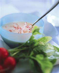 Creamy radish soup with radish strips (1)