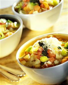 Minestrone (vegetable soup with Parmesan), Tuscany, Italy