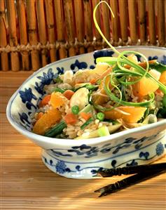 Japanese sweet and sour vegetables on rice