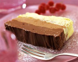 Terrine with three different layers of chocolate