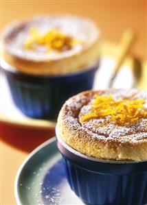 Orange souffle with icing sugar