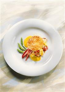 Millefeuille of lobster & mango with asparagus vinaigrette