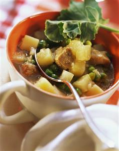 Vegetable stew with kohlrabi & pork in soup cup (1)