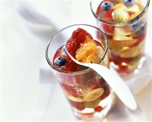 Fruit jelly with whole fruits in jars (1)