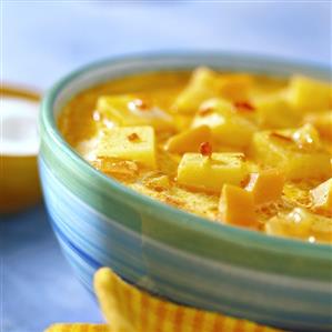 Potato goulash with carrots in a bowl