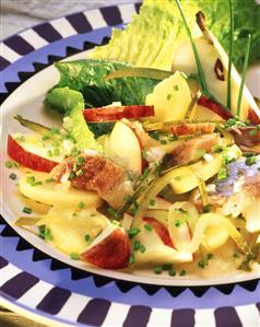 Potato and matje herring salad with apple, onion and chives