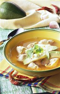 Avocado soup with chicken