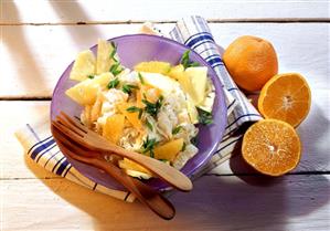 Sauerkraut salad with pineapple and mandarin oranges