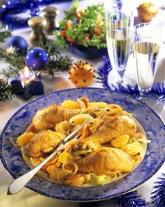 Chicken legs with mandarin oranges & leeks for Christmas