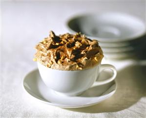 Chocolate and nut mousse in a coffee cup