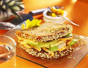 Chicken sandwich with pineapple and celery