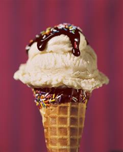 Ice Cream Cone; Chocolate Sauce