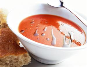 Tomato soup with pumpkin seed oil