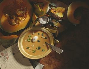 Pureed vegetable soup with pumpkin and broccoli