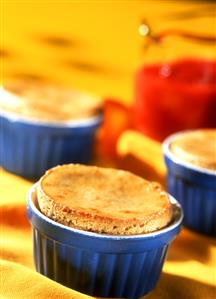 Banana souffles with red apple sauce