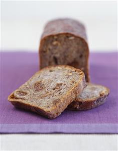 Walnut and fig bread, slice cut