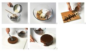 Melting chocolate and decorating a cake