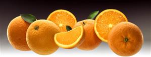 Oranges, orange halves and orange wedge