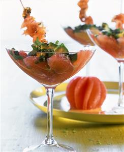 Grapefruit and avocado salad in glasses