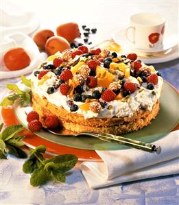 Madeira cake with Cassata cream, berries, apricots & amaretti