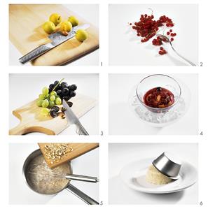 Making almond blancmange with mirabelle compote