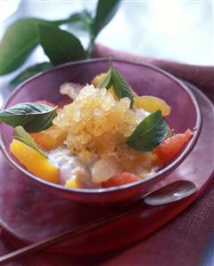 Mint granita with orange segments